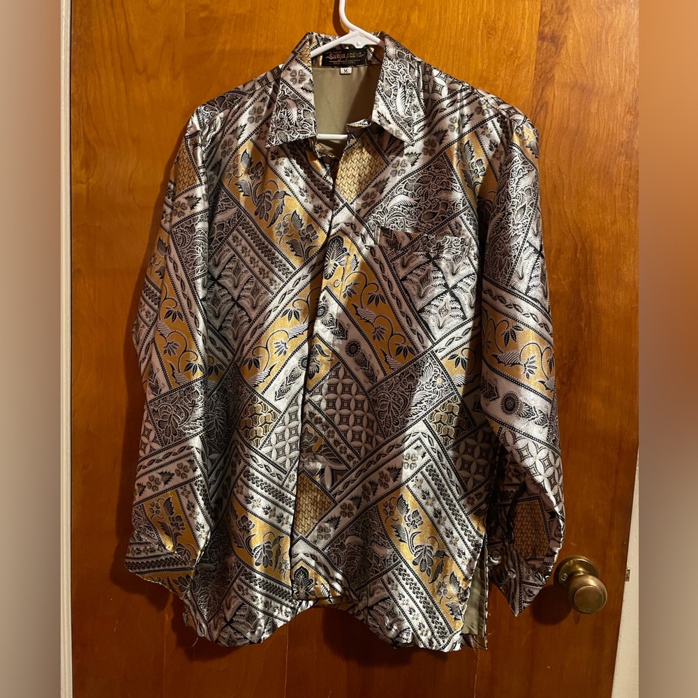 Silk Formal Long Sleeve Print Button Down